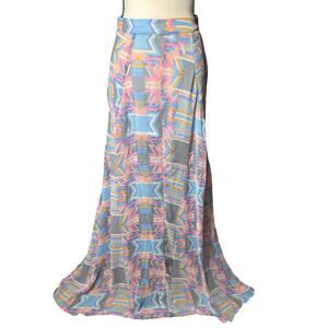 Show Me Your Mumu Maxi Skirt Women's Medium Geometric Design Multicolor side Zip